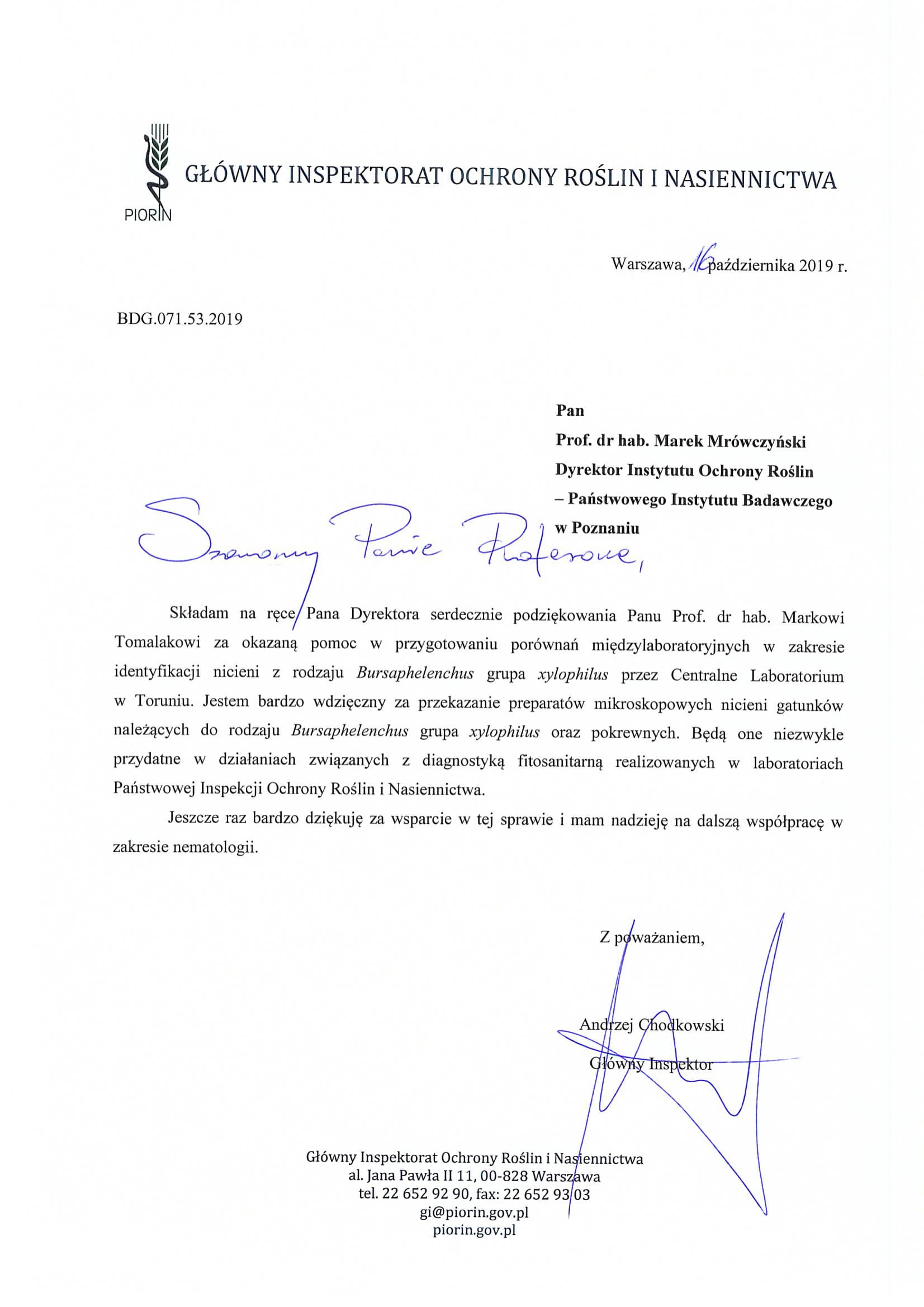 podziękowanie IOR-1
