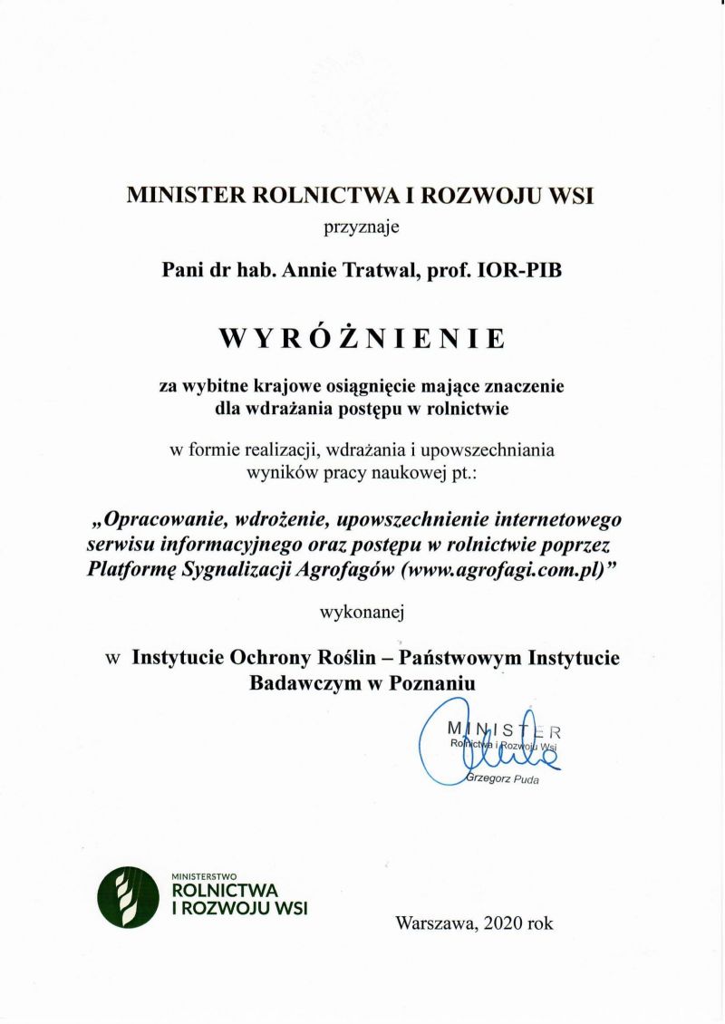 Wyróżnienie MRiRW-1