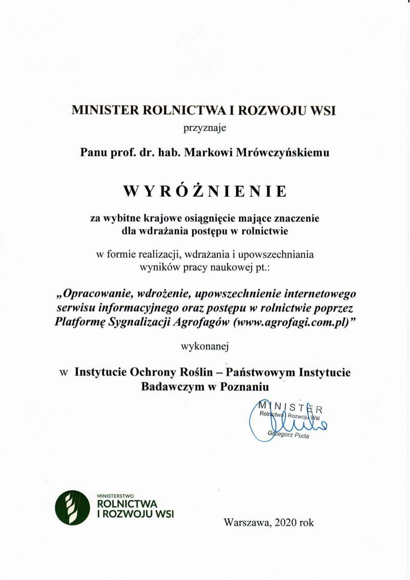 Wyróżnienie MRiRW-2