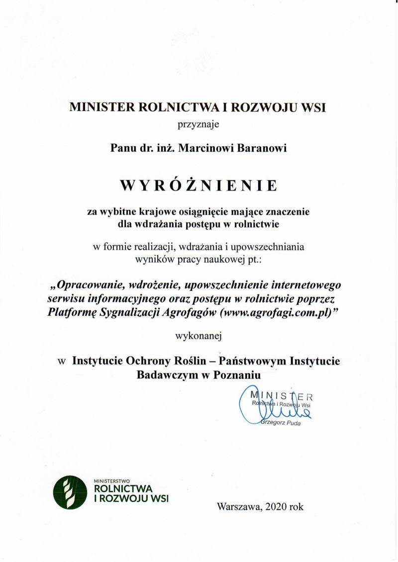 Wyróżnienie MRiRW-3