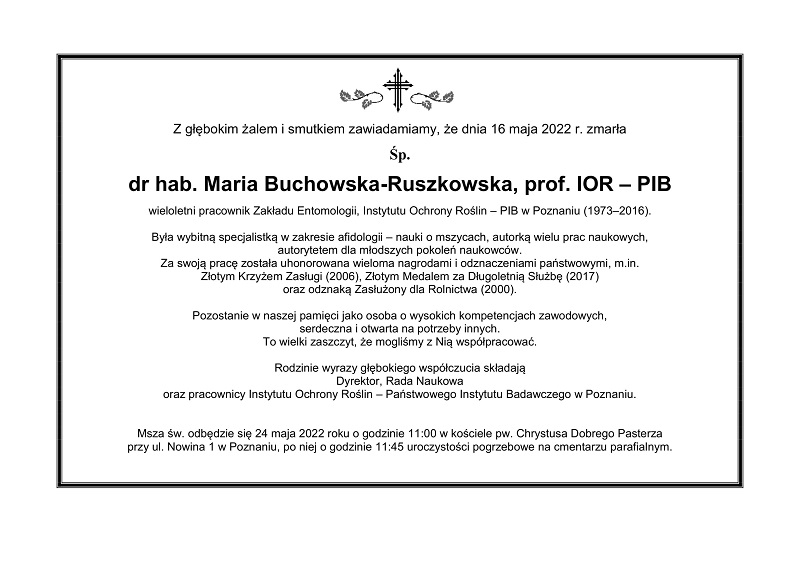 dr hab. Maria Buchowska-Ruszkowska, prof. IOR – PIB