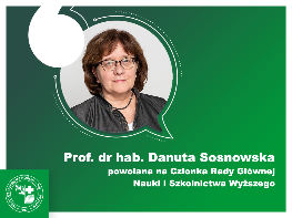 Prof. dr hab. Danuta Sosnowska, IOR – PIB, została powołana na Członka Rady Głównej Nauki i Szkolnictwa Wyższego